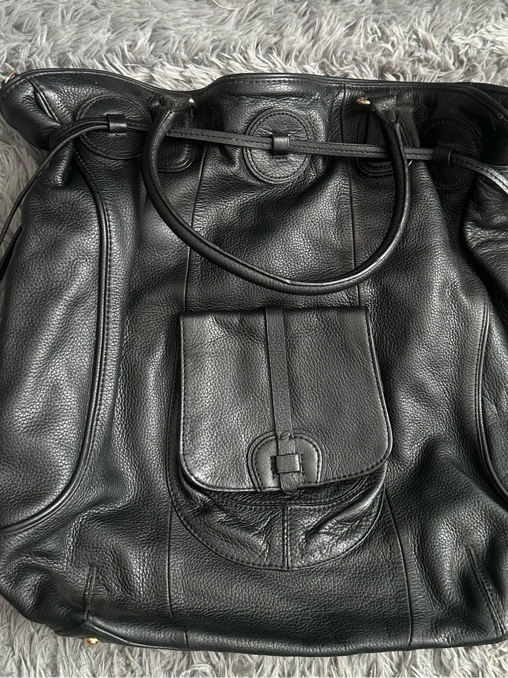 Isaac Mizrahi Black Pebbled Leather Tote